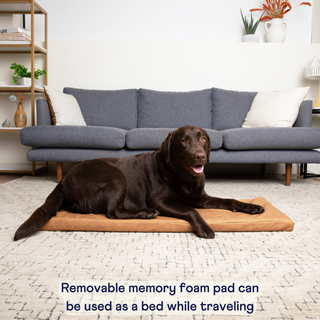 PupProtector™ Vegan Leather Memory Foam Dog Car Bed – Camel