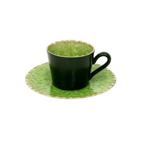 COSTA NOVA – Casafina Riviera Tea Cup & Saucer 6 oz., Tomate – Elegant Hand-Glazed Teacup Set