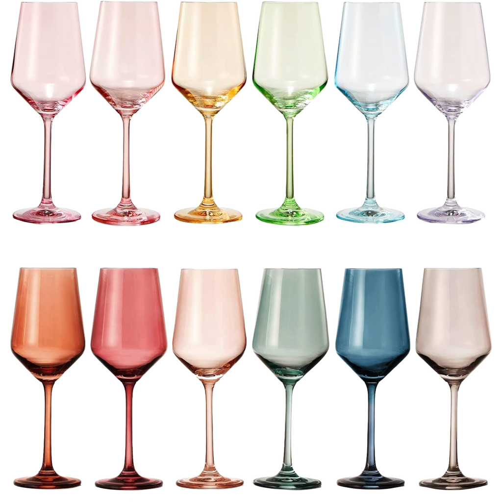 Muted Blue Italian-Style Wine Glass | 12 oz Single, Tall Elegant Stem