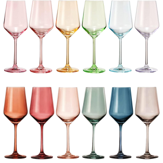 Muted Blue Italian-Style Wine Glass | 12 oz Single, Tall Elegant Stem