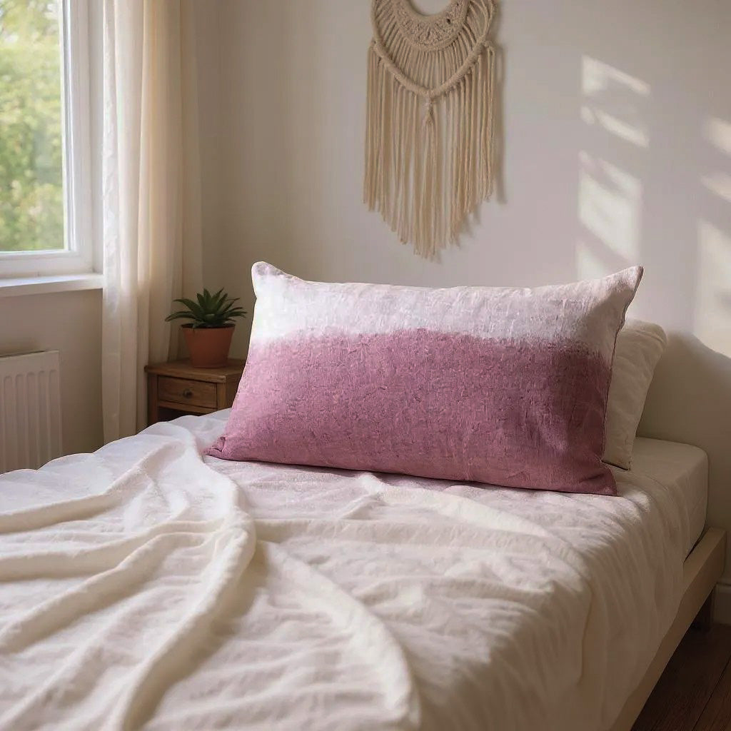 Linen Lumbar Ombre Throw Pillow – Handwoven Home Decor