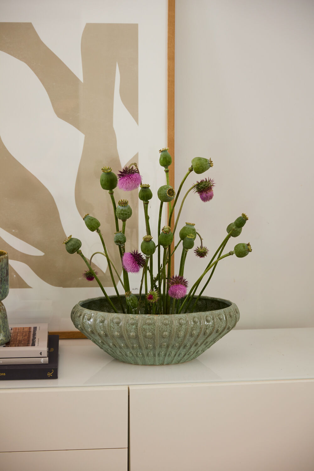 Mossy Green Abyss Boat: A Ceramic Bowl for Planters, Florals, or Serving