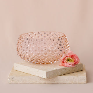 Hobnail Glass Bowl in Apricot Chiffon – Large