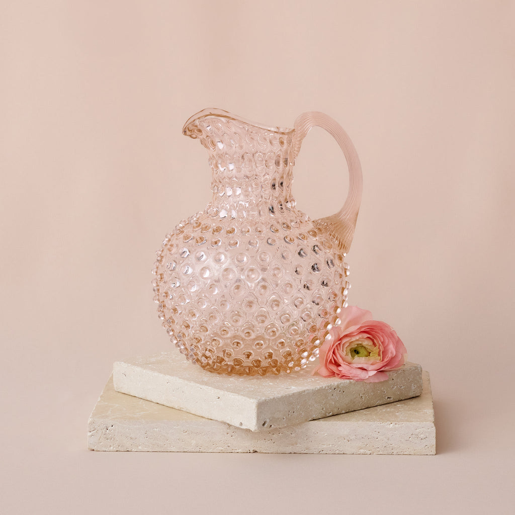 Hobnail Glass Jug in Apricot Chiffon – 2 Liter