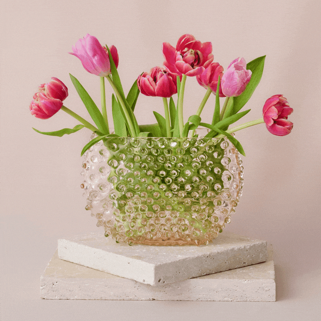 Hobnail Glass Vase in Apricot Chiffon – Optic