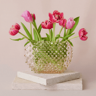 Hobnail Glass Vase in Apricot Chiffon – Optic