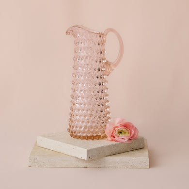 Hobnail Glass Jug in Apricot Chiffon – Tall 1.2 Liter