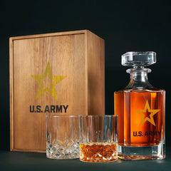 Army Whiskey Decanter Set with Two Glasses