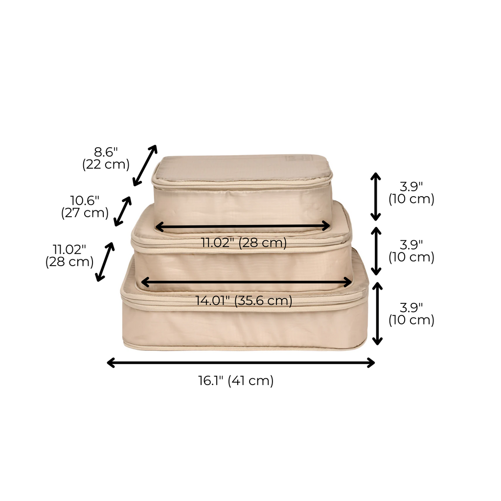 Compression Packing Cubes & Packing Bags – Recycled Nylon – 8-pack – Taupe