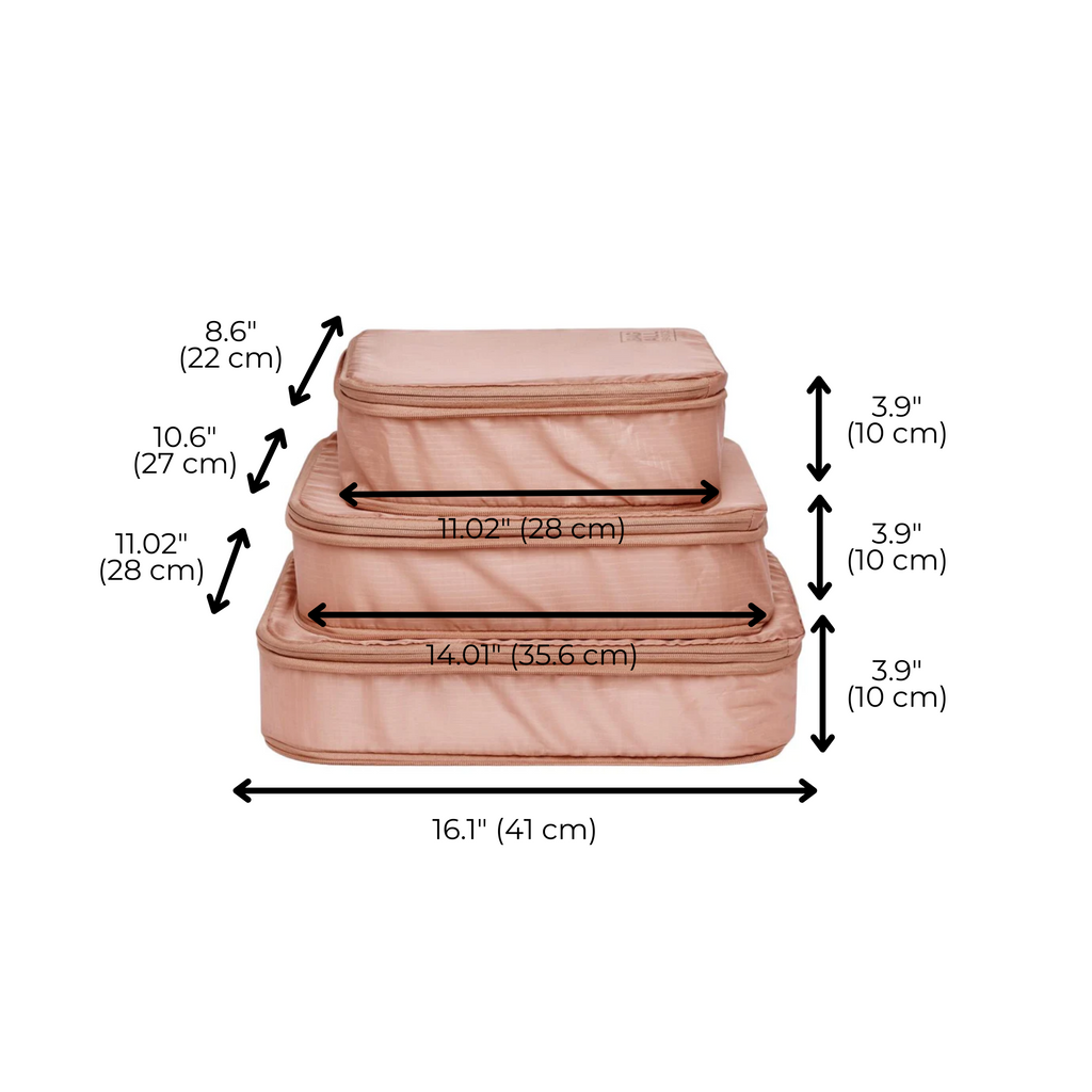 Compression Packing Cubes & Packing Bags – Recycled Nylon – 8-pack – Pink/Blush