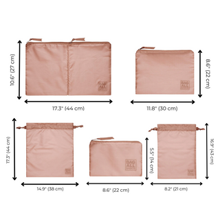 Compression Packing Cubes & Packing Bags – Recycled Nylon – 8-pack – Pink/Blush