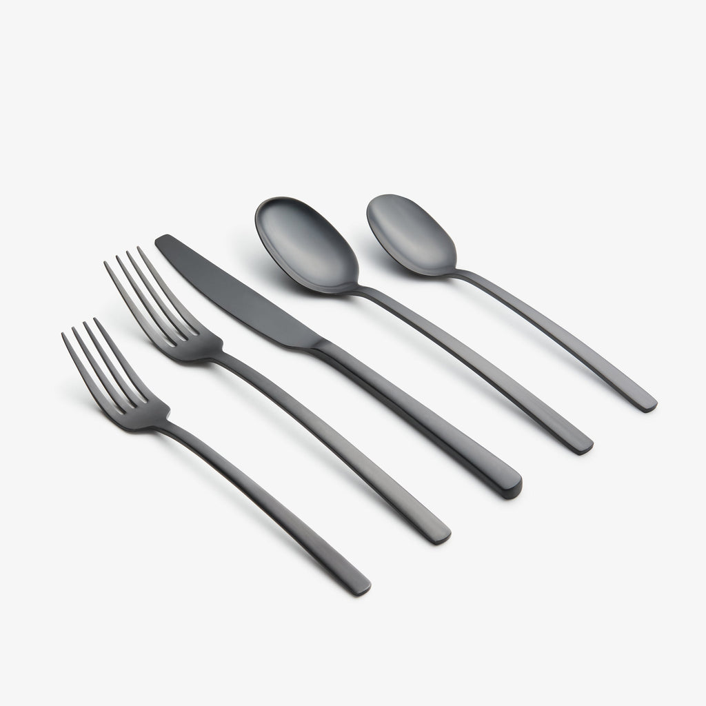 Cambridge Beacon Black Satin 20-Piece Flatware Set, 18/0 stainless steel (view 3)