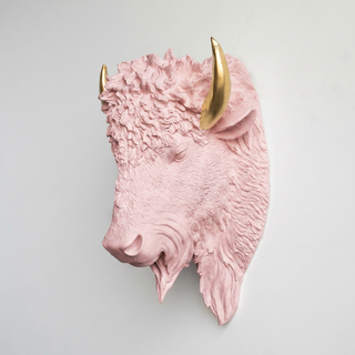 Sculpted Faux Bison Head Wall Decor