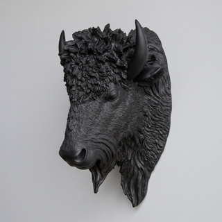 Sculpted Faux Bison Head Wall Decor