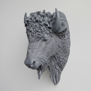 Sculpted Faux Bison Head Wall Decor