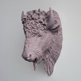 Sculpted Faux Bison Head Wall Decor