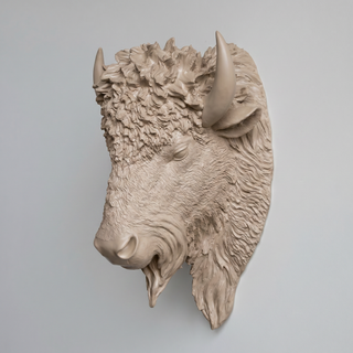 Sculpted Faux Bison Head Wall Decor
