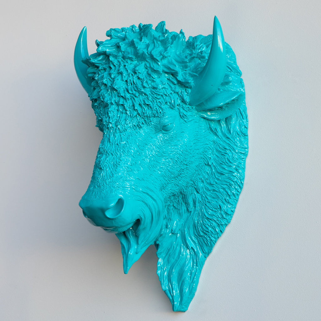 Sculpted Faux Bison Head Wall Decor