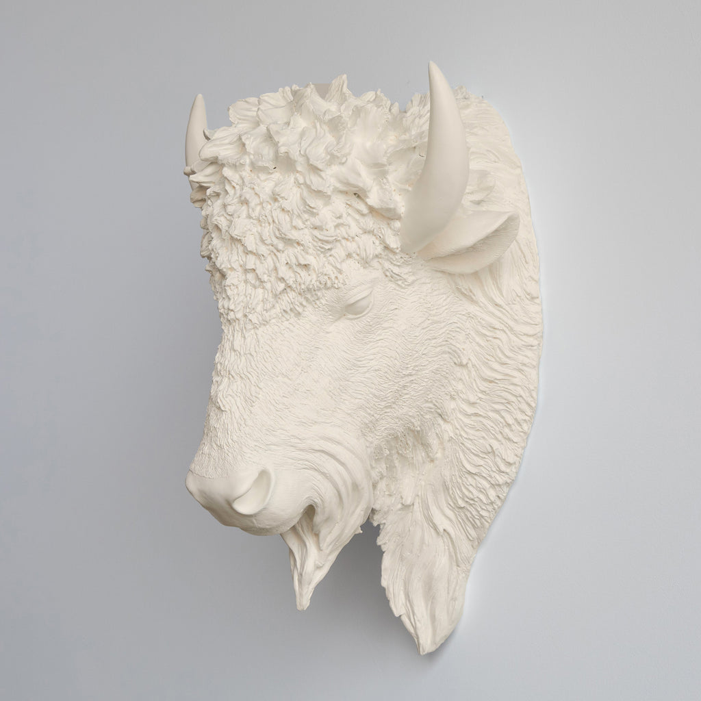Sculpted Faux Bison Head Wall Decor