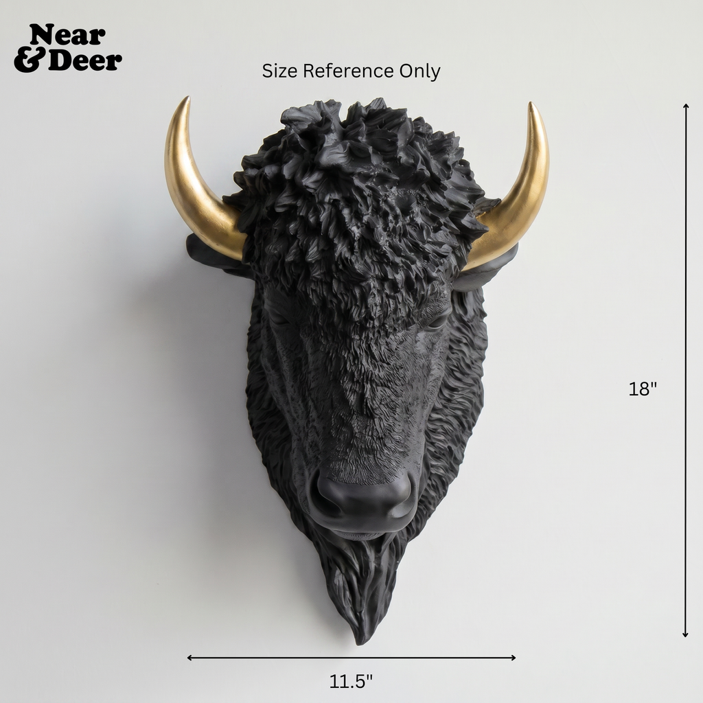 Sculpted Faux Bison Head Wall Decor
