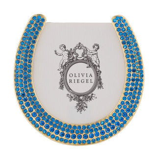Horseshoe Picture Frame with Capri Blue Crystals, Gold