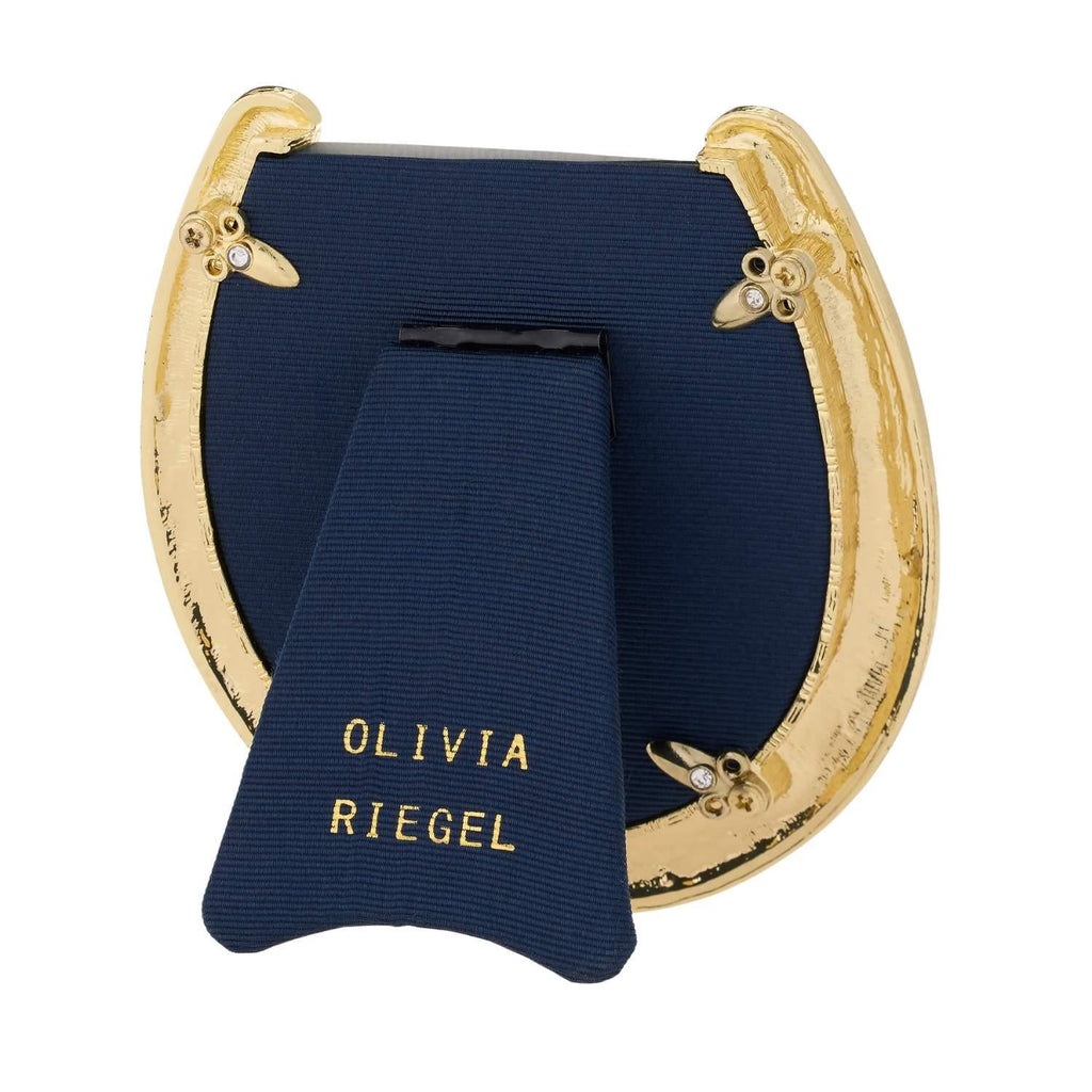 Horseshoe Picture Frame with Capri Blue Crystals, Gold