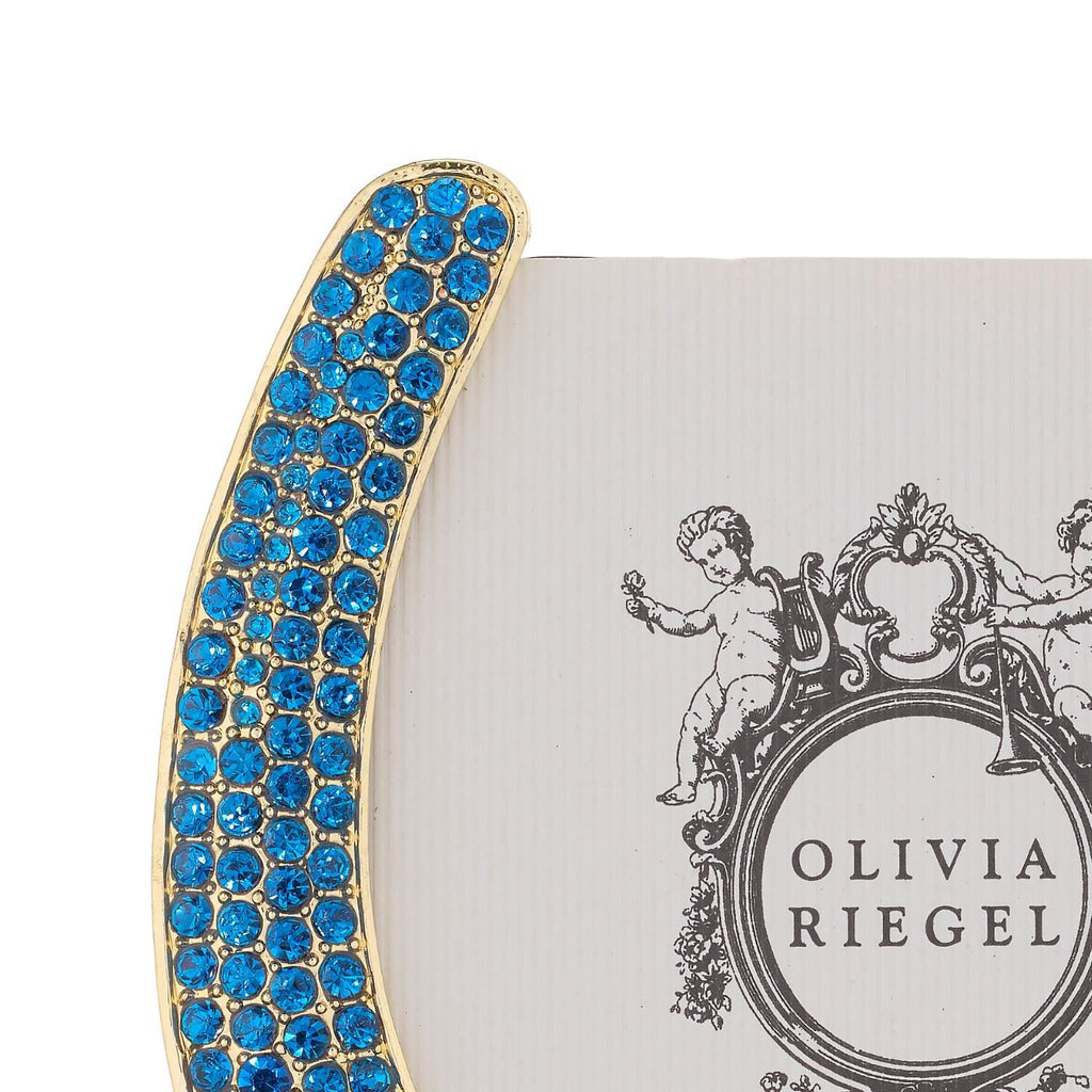Horseshoe Picture Frame with Capri Blue Crystals, Gold