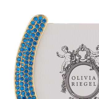 Horseshoe Picture Frame with Capri Blue Crystals, Gold