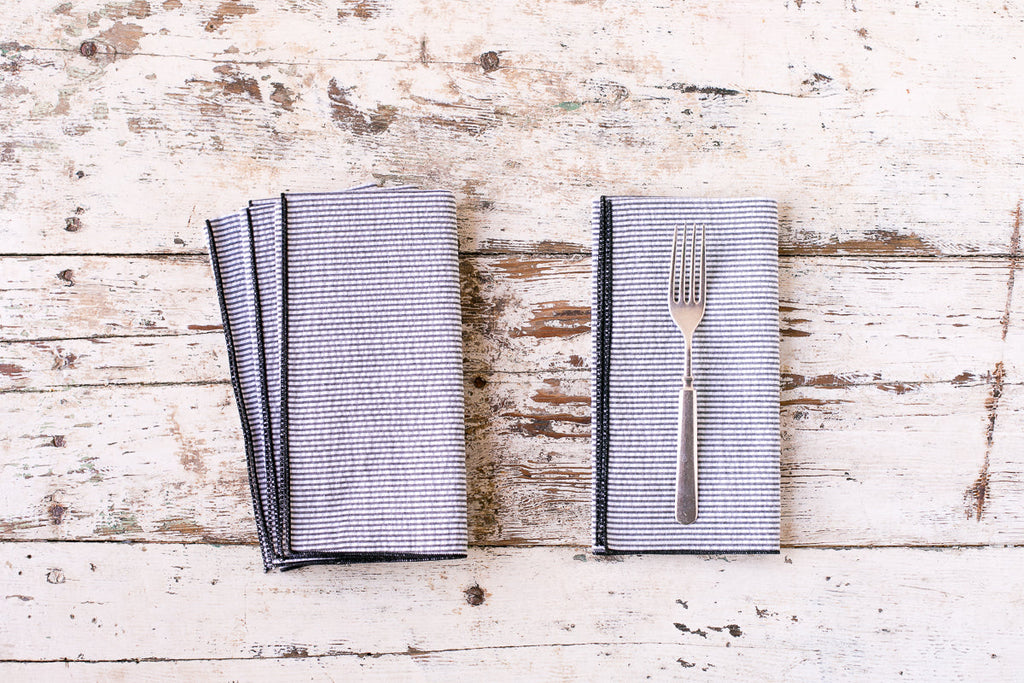 Elegant Seersucker Napkins Set – 4-Piece Cotton Blend Table Linen