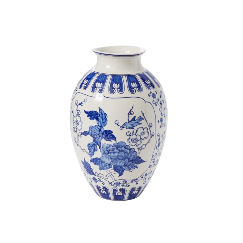 Classic Meets Contemporary: Elodie Vase in Blue Floral Chinoiserie