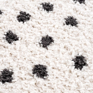 Chaia Dotted Black White Plush Rug – Modern Patterned Living Room Rug