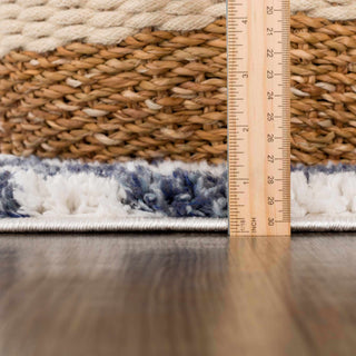 Kieu Blue White Checkered Area Rug – Modern Patterned Washable Carpet