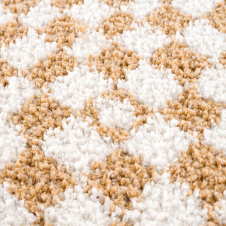 Kieu Mustard Ivory Checkered Area Rug – Modern Patterned Floor Carpet