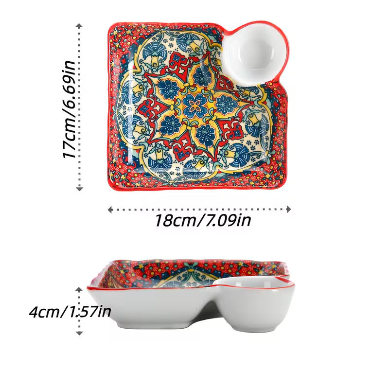 Maison Marrakech Artisan Serving Plates with Dip Bowl – Set of 4