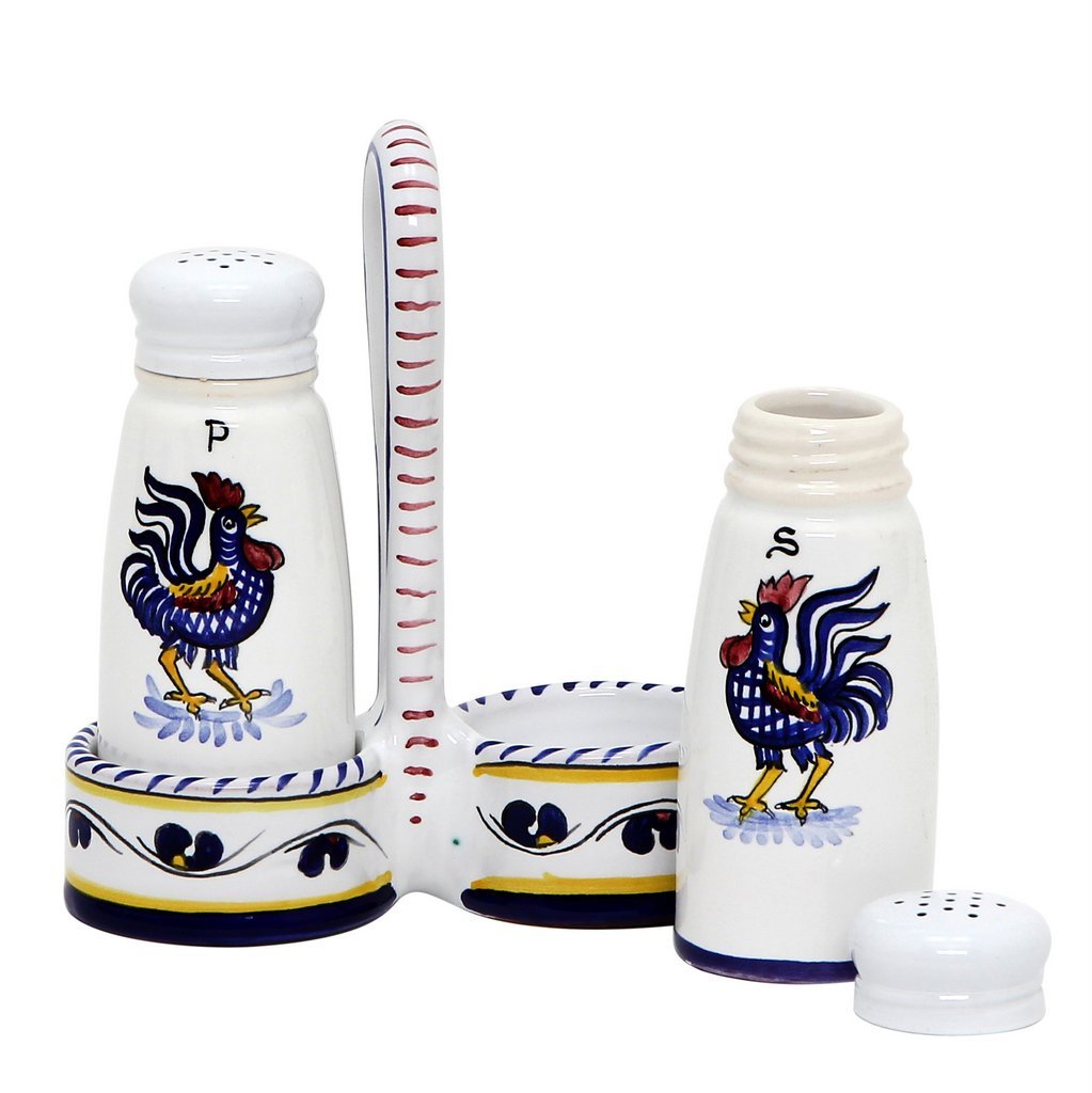 ORVIETO BLUE ROOSTER: Salt and Pepper Cruet