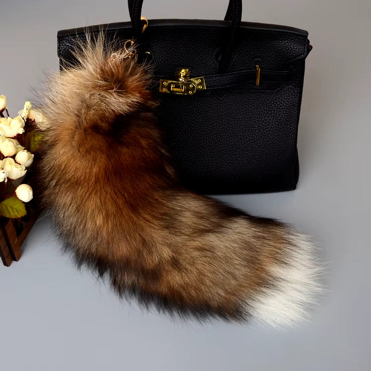 Real Fox Tail Fluffy Keychain (35-45cm) – Perfect for Handbags & Accessories