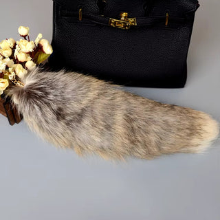 Real Fox Tail Fluffy Keychain (35-45cm) – Perfect for Handbags & Accessories