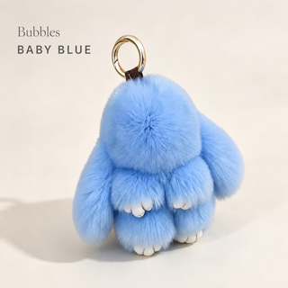 Bunny Lulu Rex Fur Key Chain Gift Set with Vintage Tin or Drawstring Bag