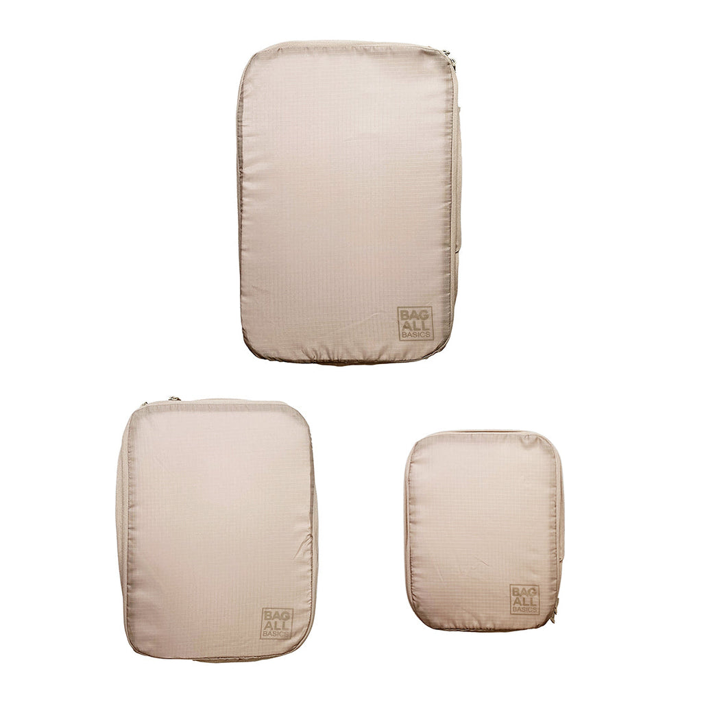 Compression Packing Cubes – Recycled Nylon – 3-pack – Taupe