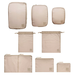 Compression Packing Cubes & Packing Bags – Recycled Nylon – 8-pack – Taupe