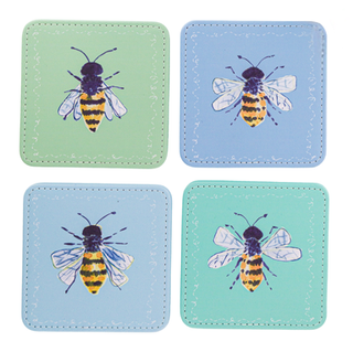 Bee Happy Honey Bee Coasters – Set of 4