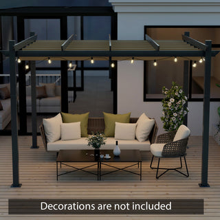 10' x 12' Aluminum Outdoor Pergola with Retractable Canopy – Beige