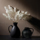 Black Ceramic Pitcher Vase – Ribbed Round Design | 4.5