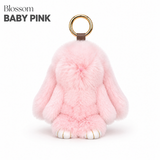 Bunny Lulu Rex Fur Key Chain Gift Set with Vintage Tin or Drawstring Bag