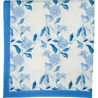 Blue and White Pomegranate Tablecloth – Linen Cotton Blend Cotswolds Style Tablecloth