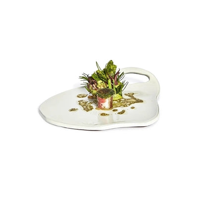 Lola Organic Ceramic Plates — Set of 4, Black Matt, Platinum, or White