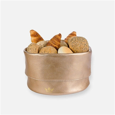 Ben Leather Bread Basket — Full Grain Leather with Cotton Lining, Multiple Colors Available