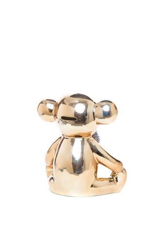 Bronze Bear with Rhinestone Bow Tie Piggy Bank - 8.5