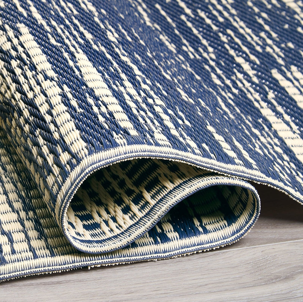Brooklyn Blue Abstract Reversible Outdoor Patio Rug