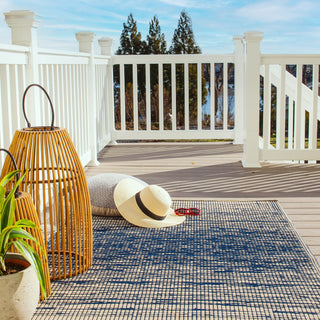 Brooklyn Blue Abstract Reversible Outdoor Patio Rug
